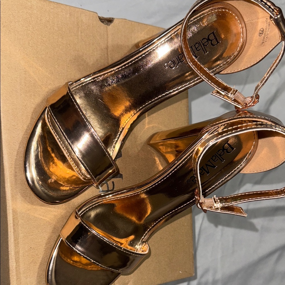 La Belle Metallic Gold Heels